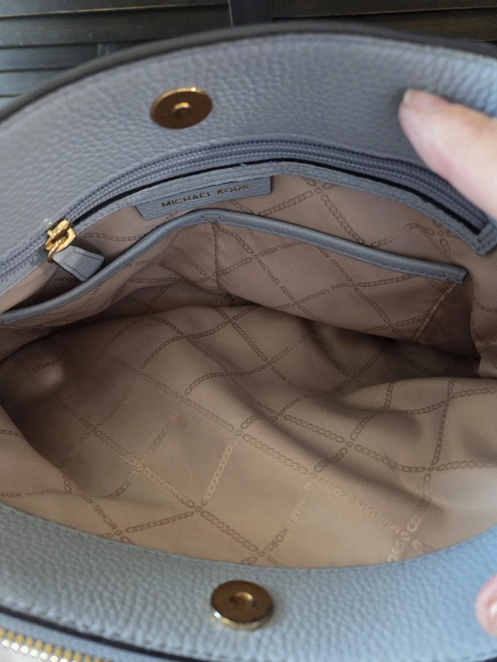 MICHAEL KORS Camille Blue Pebbled Leather Satchel Crossbody Bag
